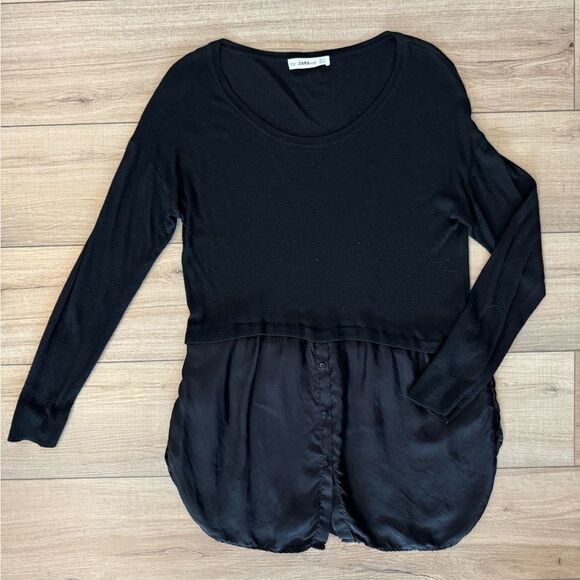 Zara Tops - Zara knit m medium top sweater with linen button down bottom black women’s